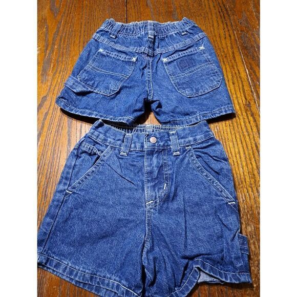 New 3T Two Pairs Faded Glory Cotton Denim Blue Jean Shorts Pockets Belt Loops - Picture 1 of 5